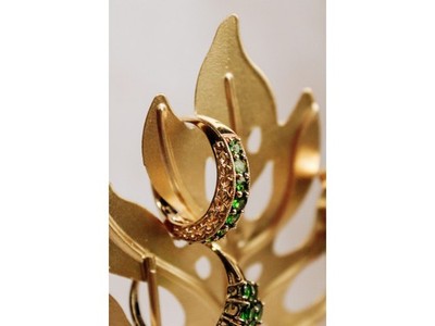 925 Sterling Silver Gold Plated Peridot Ring Size 10.25