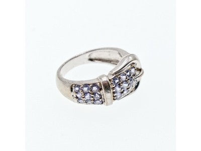 925 Sterling Silver CZ "Belt" Ring Size 6.5