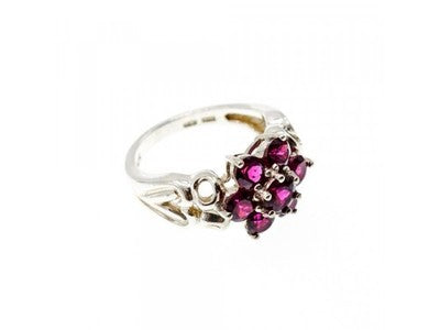 925 Sterling Silver Pink Spinel "Flower" Ring Size 7