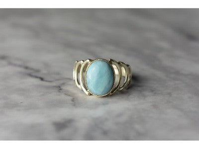 925 Sterling Silver Larimar Ring Size 7