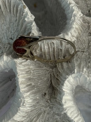 925 Sterling Silver Goldstone Ring Size 7