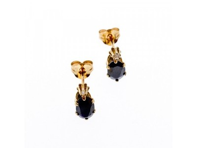 14K Yellow Gold Almandine & Diamond Earrings