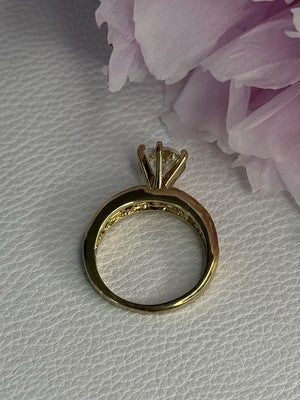 925 Sterling Silver Gold Plated CZ Ring Size 7