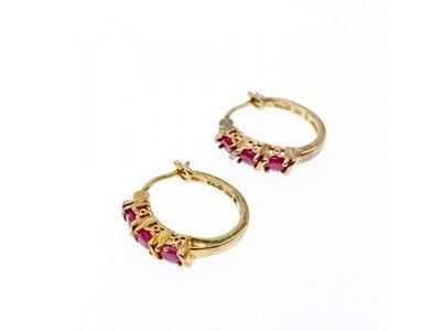 925 Sterling Silver Gold Plated Pink Spinel Earrings