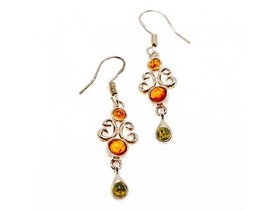 925 Sterling Silver Amber Earrings