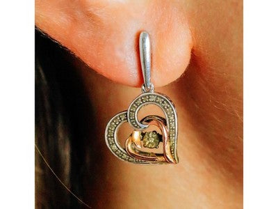 925 Sterling Silver With Gold Inlays "Hearts" Earrings