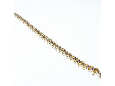 925 Sterling Silver Citrine & Amethyst Bracelet Size 7.5 IN