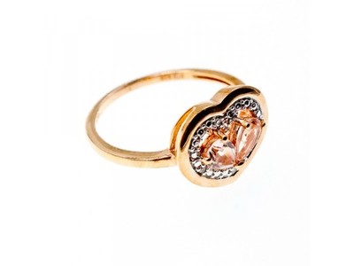 925 Sterling Silver Gold Plated Morganite Ring Size 10