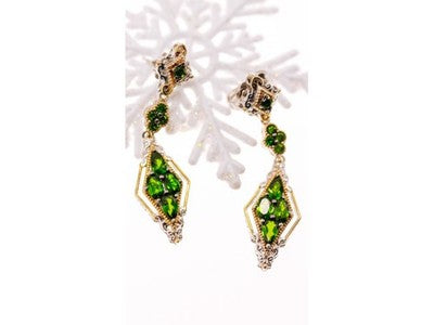 925 Sterling Silver Gold Plated Emerald Earrings