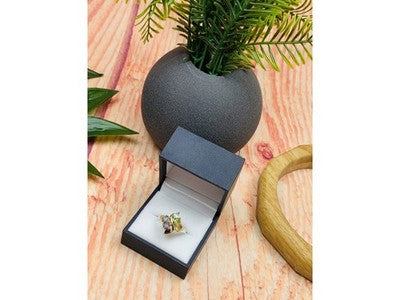 925 Sterling Silver Multi Gemstones Ring Size 9