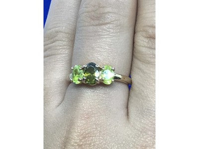 925 Sterling Silver Gold Plated Peridot Ring Size 8