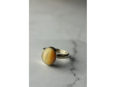 925 Sterling Silver Amber Ring Size 8.5