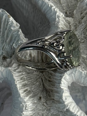 925 Sterling Silver Pale Green Amethyst Ring Size 7