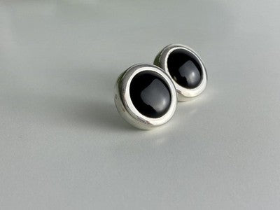 925 Sterling Silver Black Onyx Classic Stud Earrings