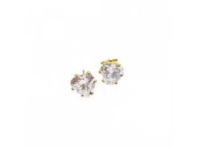 14K Yellow Gold CZ Hearts Earrings