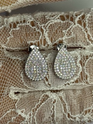 925 Sterling Silver Drop CZ Earrings Length 0.65 Inch