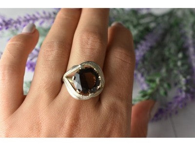 925 Sterling Silver Hessonite Ring Size 9