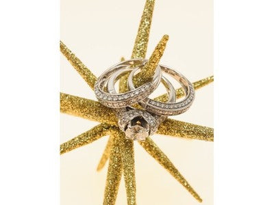 14K White Gold Diamonds Exclusive Triple Ring Size 7.25