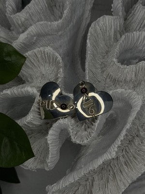 Vintage Scapes 925 Sterling Silver Heart Purple Agate Earrings