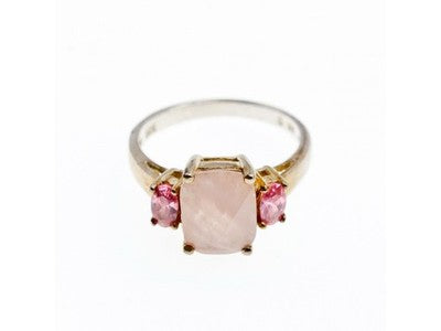 925 Sterling Silver Morganite & Spinel Ring Size 9