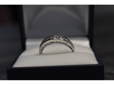 925 Sterling Silver CZ Band Ring Size 8