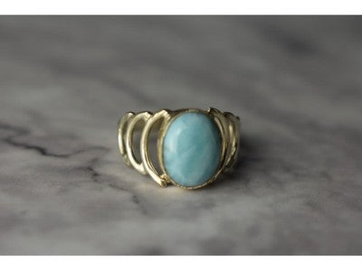 925 Sterling Silver Larimar Ring Size 7
