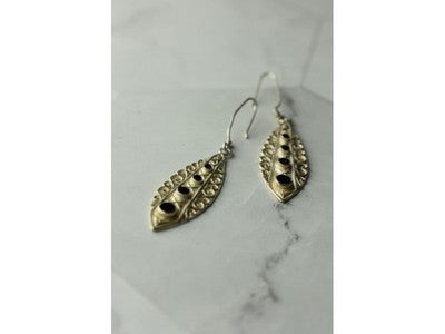 Vintage 925 Sterling Silver Black Agate Earrings