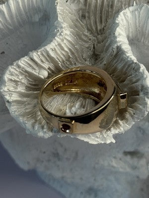 925 Sterling Silver Gold Plated Beryl & Ruby Ring Size 7