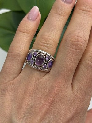 925 Sterling Silver Purple Tourmaline Ring Size 6