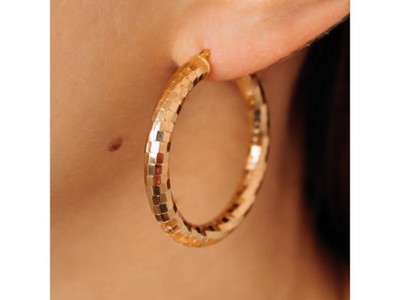 925 Sterling Silver Gold Plated Hoop Earrings Italy