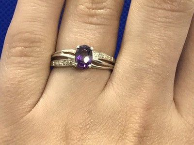 925 Sterling Silver Amethyst Ring Size 7