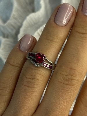 925 Sterling Silver Spinel Heart Ring Size 5