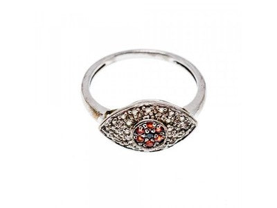 925 Sterling Silver Red Spinel, Tanzanite & Goshenite Ring Size 8.5