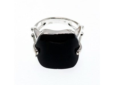 925 Sterling Silver Black Nephrite ( Jade ) Ring Size 8
