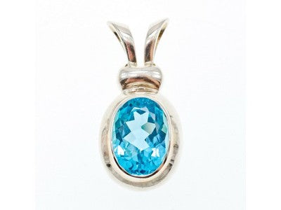 925 Sterling Silver Blue Topaz Pendant