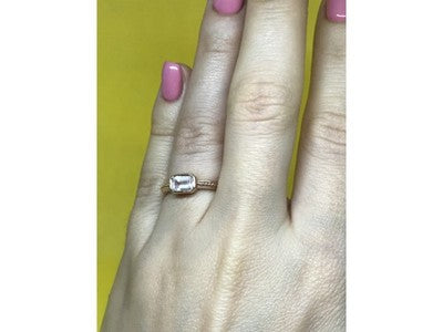 925 Sterling Silver Rose Gold Plated CZ Ring Size 6.5