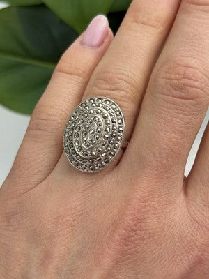 Beautiful Vintage 925 Sterling Silver Marcasite Ring Size 6