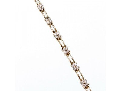 925 Sterling Silver CZ "Flowers" Bracelet