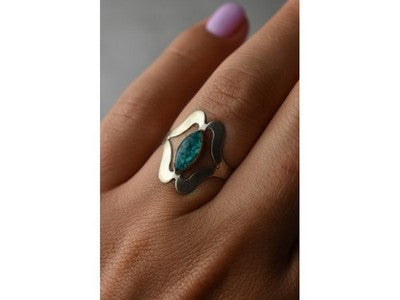 925 Sterling Silver Chinese Turquoise Ring Size 6.75 Mexico