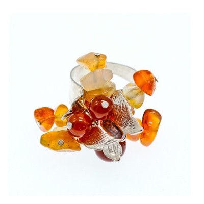 925 Sterling Silver Agate Designer'S Ring Size 6.5