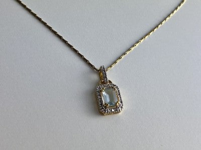 925 Sterling Silver Gold Plated Topaz Chain With Pendant