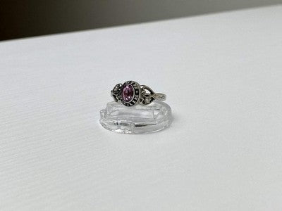 925 Sterling Silver Pink Topaz & Goshenite Ring Size 9.5