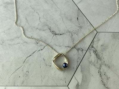 925 Sterling Silver Pearl Chain With Pendant Italy