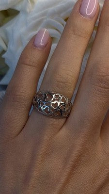 Heart Pattern Romantic 925 Sterling Silver Ring Size 7