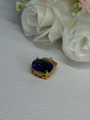 925 Sterling Silver Gold Plated Sapphire & Beryl Pendant Length 0.65 Inch