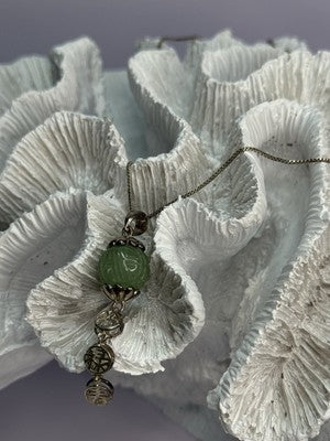 925 Sterling Silver Jadeite Necklace Length 18 Inch