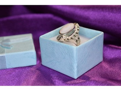 925 Sterling Silver Mother OF Pearl & Marcasites Ring Size 6.5