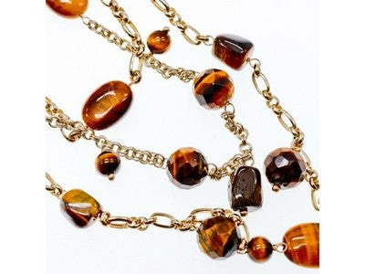 925 Sterling Silver Gold Plated Tiger's eye Necklace