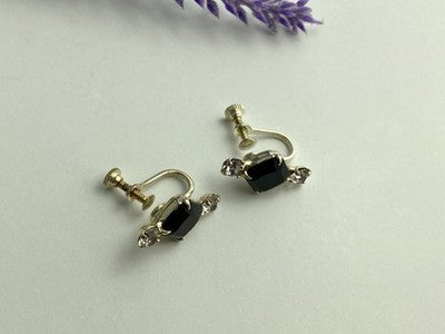 Stud Earrings With Black Onyx & CZ