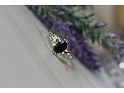925 Sterling Silver Black Spinel Ring Size 10.25